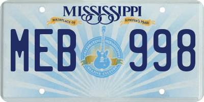 MS license plate MEB998
