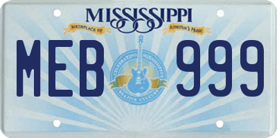 MS license plate MEB999