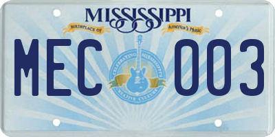 MS license plate MEC003