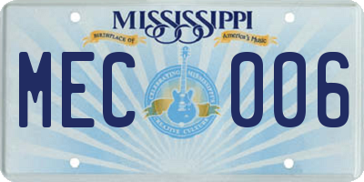 MS license plate MEC006