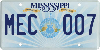 MS license plate MEC007