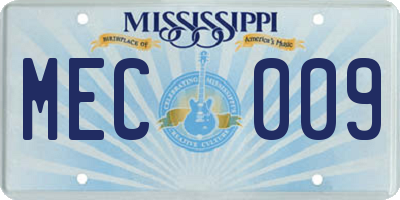 MS license plate MEC009