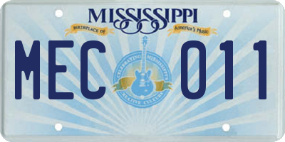 MS license plate MEC011
