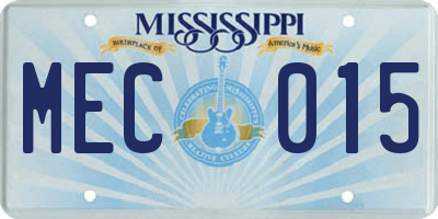 MS license plate MEC015