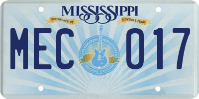 MS license plate MEC017