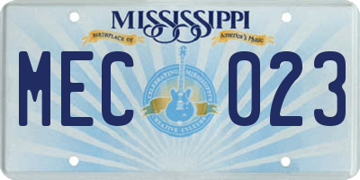 MS license plate MEC023
