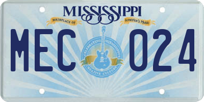 MS license plate MEC024