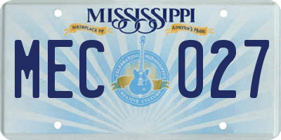 MS license plate MEC027