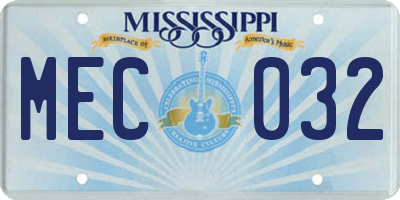 MS license plate MEC032