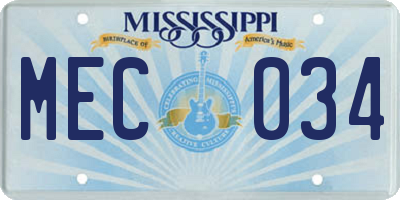 MS license plate MEC034