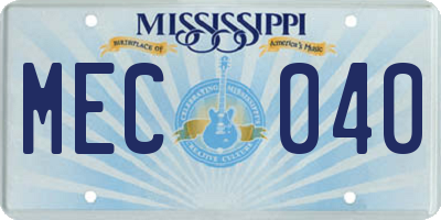 MS license plate MEC040