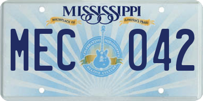 MS license plate MEC042