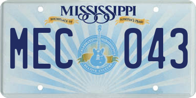 MS license plate MEC043