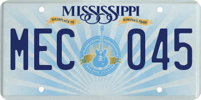 MS license plate MEC045