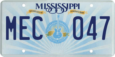 MS license plate MEC047