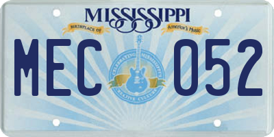 MS license plate MEC052
