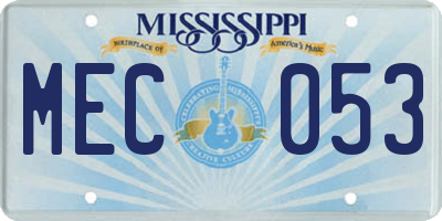 MS license plate MEC053