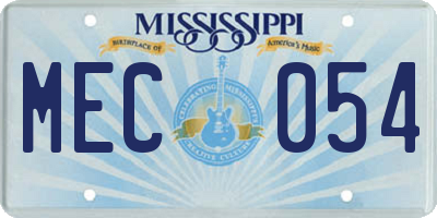MS license plate MEC054