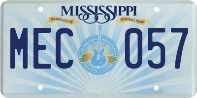 MS license plate MEC057