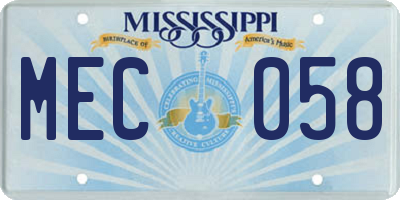 MS license plate MEC058