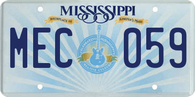 MS license plate MEC059