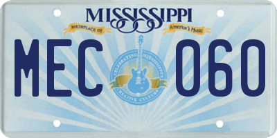 MS license plate MEC060