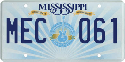 MS license plate MEC061