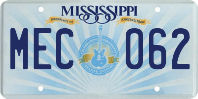 MS license plate MEC062