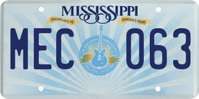 MS license plate MEC063