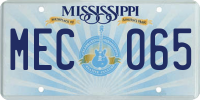 MS license plate MEC065