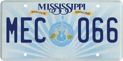 MS license plate MEC066