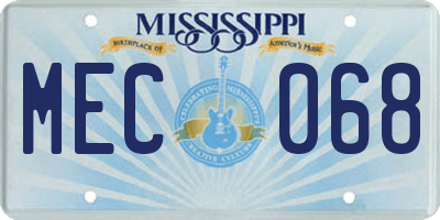 MS license plate MEC068