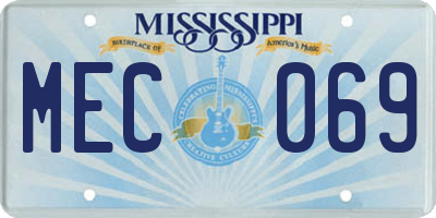 MS license plate MEC069