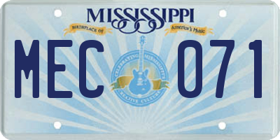 MS license plate MEC071