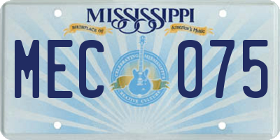 MS license plate MEC075