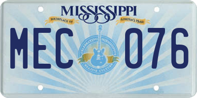 MS license plate MEC076