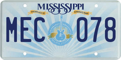 MS license plate MEC078