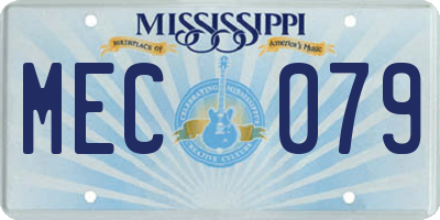 MS license plate MEC079
