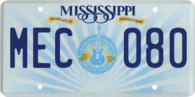 MS license plate MEC080