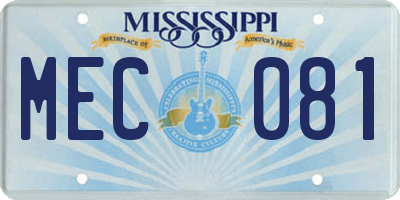 MS license plate MEC081