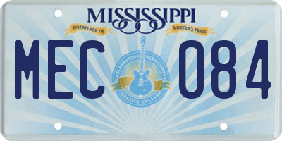 MS license plate MEC084