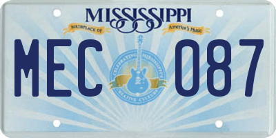 MS license plate MEC087