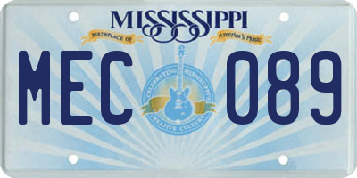 MS license plate MEC089