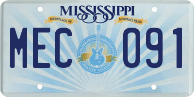MS license plate MEC091