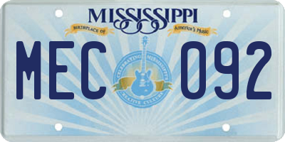 MS license plate MEC092