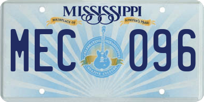 MS license plate MEC096