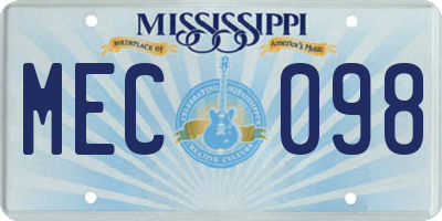 MS license plate MEC098