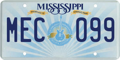 MS license plate MEC099