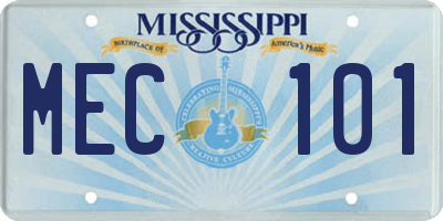 MS license plate MEC101