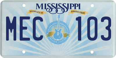 MS license plate MEC103